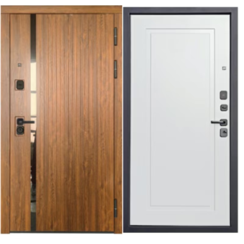 Puerta gruesa con moldura de acero inoxidable estilo grano