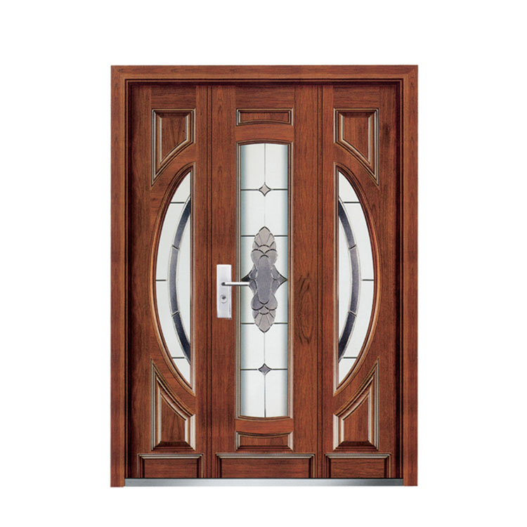 Puerta Blindada con Jardín Pintado de Vidrio