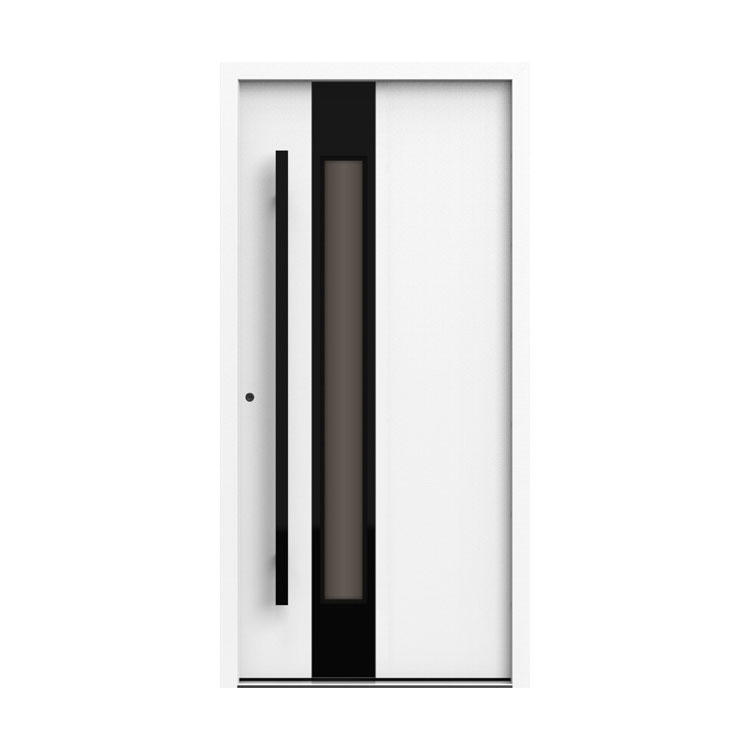 Puerta de entrada de puerta de acero europea blanca con vidrio
