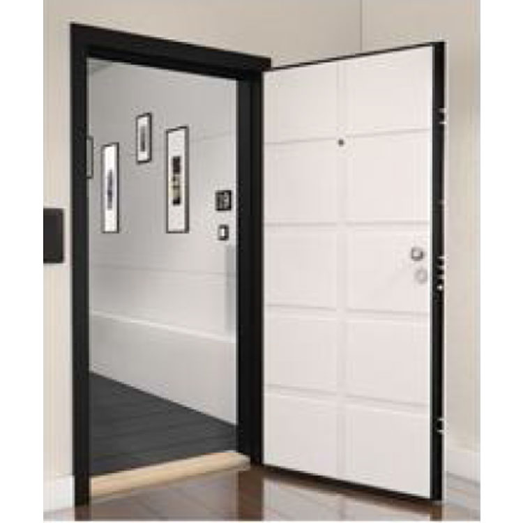 Puerta de seguridad italiana de acero y madera.